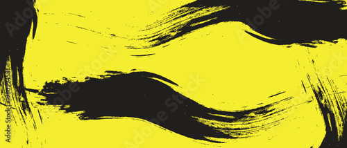 Json title abstract expressionism bold brushstrokes of black on vibrant yellow background description dynamic abstract painting featuring sweeping black brushstrokes contrasted