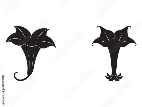 Minimalist tattoo designs of stylized elephant tails with curled ends and decorative lines