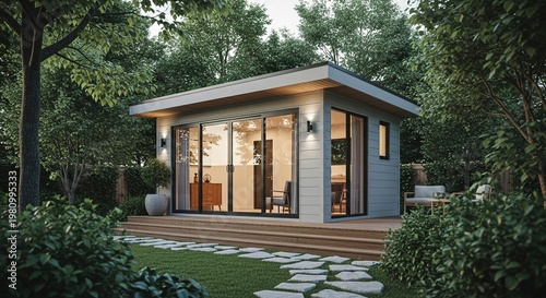 Modern tiny house retreat in lush forest setting