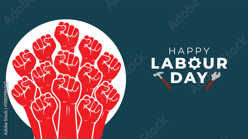 Labour day banner poster sale promo concept in vector illustration.
