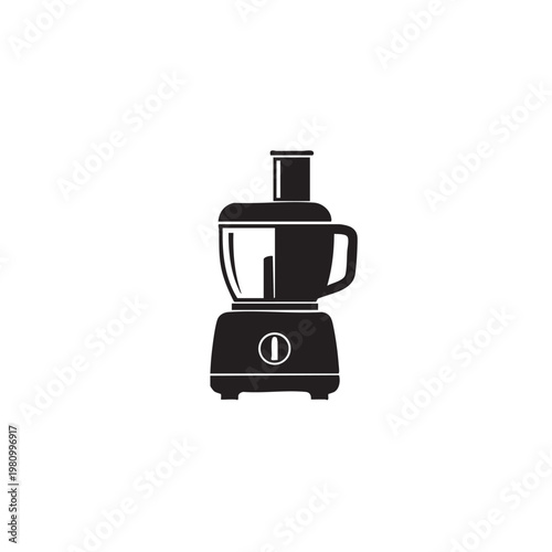 Food processor silhouette, kitchen appliance for chopping, slicing, and pureeing food, modern electric home gadget for cooking preparation, isolated vector icon.