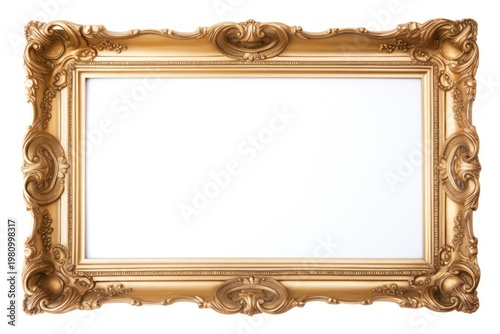 Art deco frame vintage rectangle mirror white background.