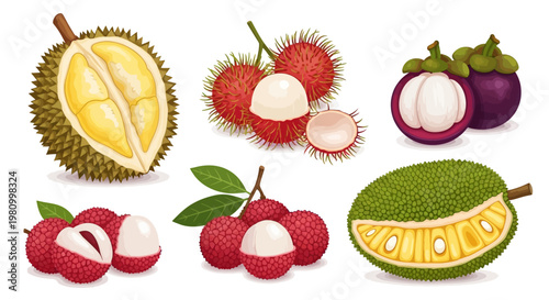 A fresh collection of organic fruits and berries including apple, strawberry, and banana isolated on white for a healthy diet