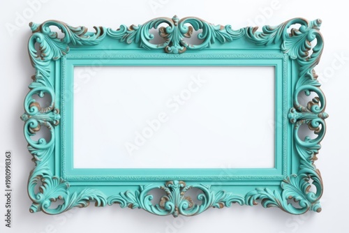 Turquoise frame vintage backgrounds rectangle white background.