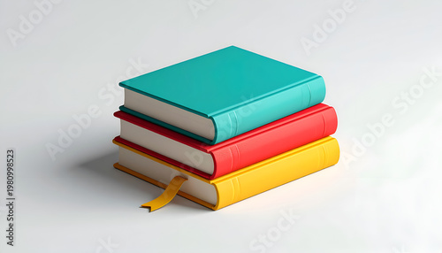A colorful stack of four hardcover books is presented against a neutral background.