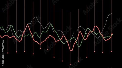 Financial Data Analysis with Fluctuating Stock Market Trends on transparent Background