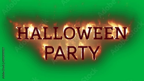 Animation of halloween text made of fire on white background