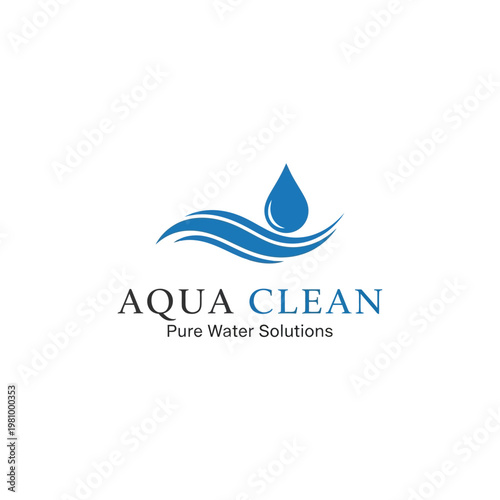 Aqua Clean Water Droplet Logo Design.