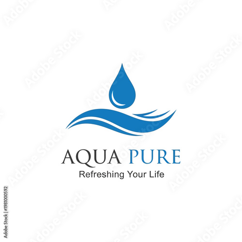 Aqua Pure Water Logo Design Element.