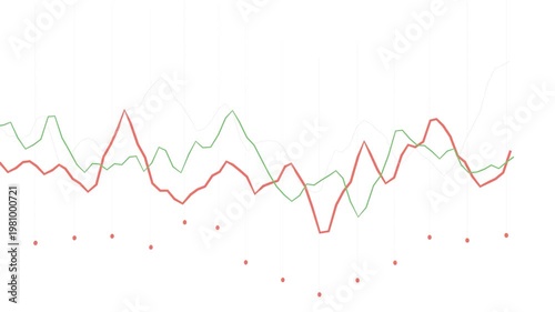 Abstract Data Visualization with Fluctuating Red and Green Lines on White Background