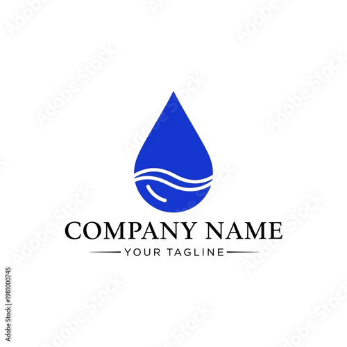 Blue Water Droplet Logo Design Element.