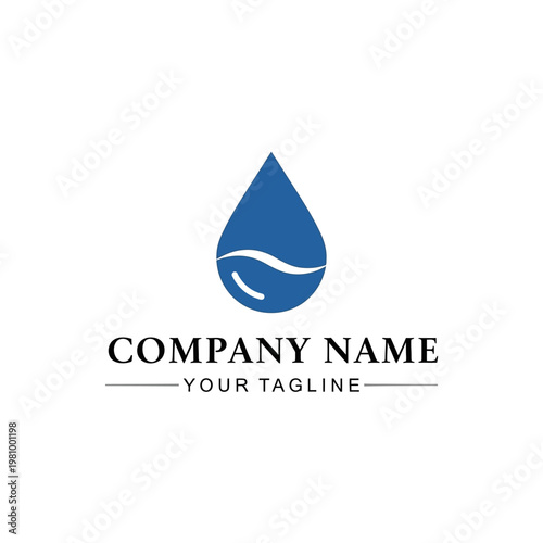 Blue Water Droplet Logo Design Element.