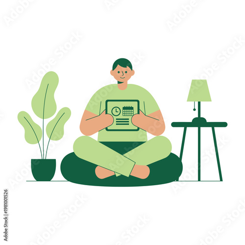 Person Holding Money In Green Outfit Illustration.
