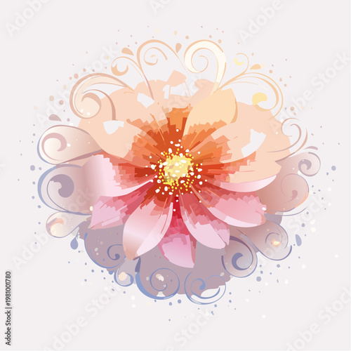 Vibrant watercolor bloom with delicate swirling petals and ethereal pastel hues, symbolizing nature's gentle beauty and artistic flair