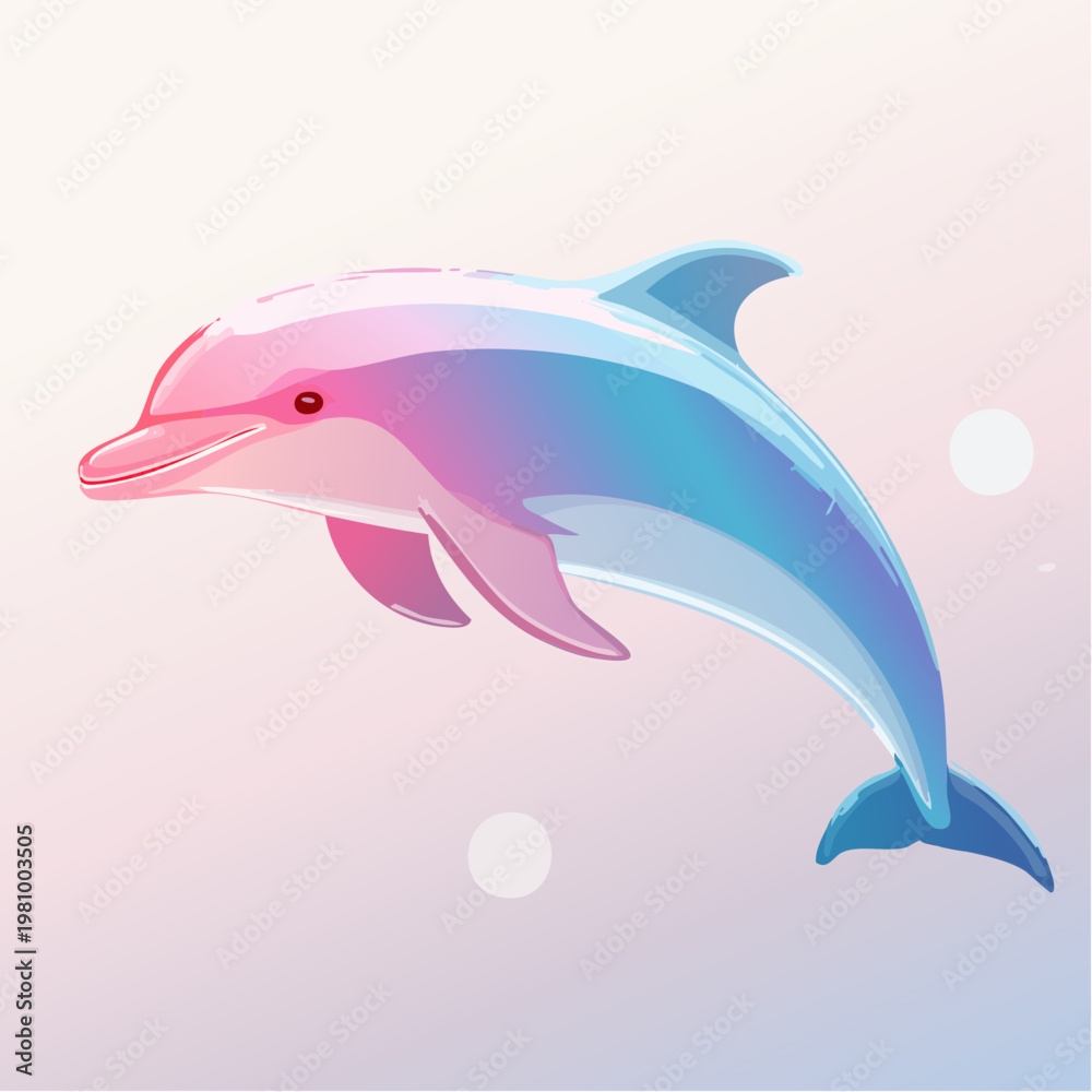 Fototapeta premium Dynamic Stylized Dolphin Illustration Adorned with Radiant Pink and Blue Gradient Colors