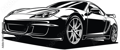 Modern black sports car silhouette with sleek futuristic design.