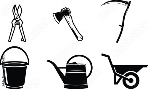 Gardening and harvesting tools collection