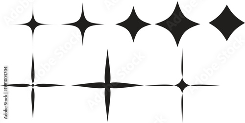 Sparkle and Starburst Vector Collection, Y2K Style Twinkle Stars and Geometric Glitters Set