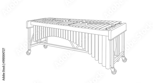 Vintage Xylophone Instrument on Wheels Isolated