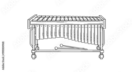 Xylophone musical instrument with mallets on stand