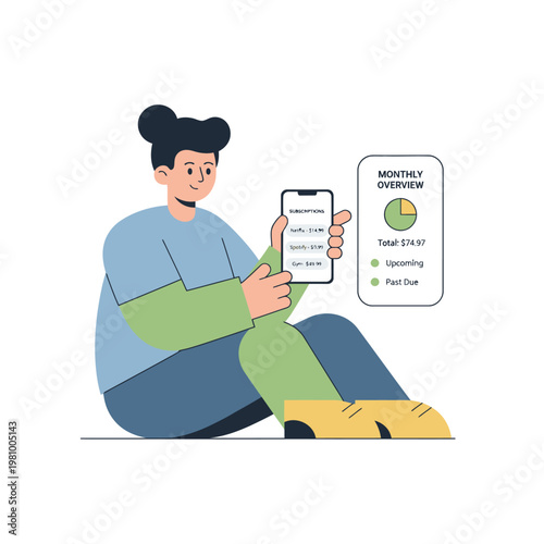 Woman Using Smartphone While Sitting and Looking at Screen.