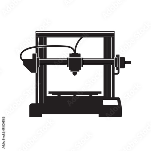 3d printer silhouette technology electronic device vector illustration modern manufacturing 3d printing additive manufacturing.