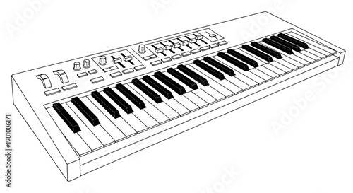 Electronic keyboard synthesizer with black and white keys