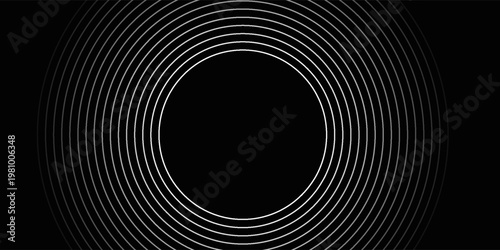 Create a bold look with a centric circle background featuring vector graphics of sound waves.