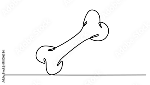 Continuous one line drawing of a bone icon