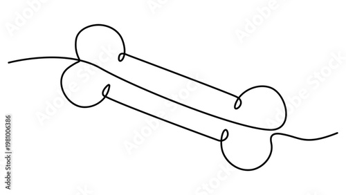 Continuous line drawing of a dog bone