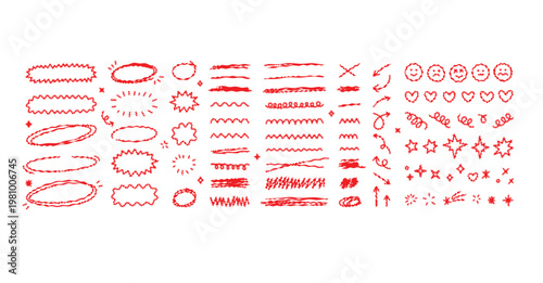 Abstract colorful sketch with various shapes and lines