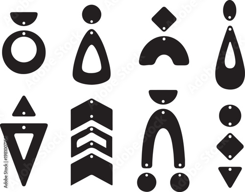 Set of geometric earring pendants for jewelry making