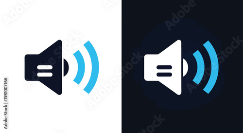 Speaker icon with sound waves for audio - Glyph solid icon - Editable modern style icon - Clipart, sticker - icon set - Clipart