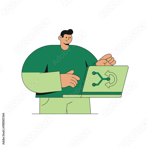 Person Using Laptop For Work Illustration.