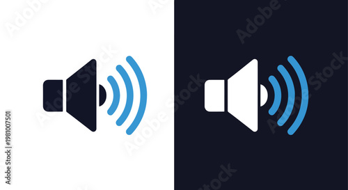 Speaker icon with sound volume waves - Blue icon set - Modern style icon  - Glyph and solid icon set - Icon vector