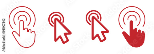 Click cursor pixel icon. Computer mouse pointer hand logo. Arrow press symbol for internet website. Digital UI UX element. Select button vector icon set.