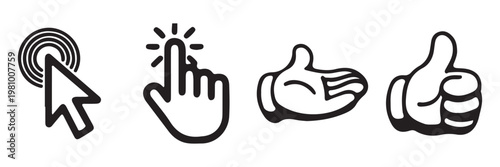 Cursor arrow icon collection vector illustrations, Vector pictogram