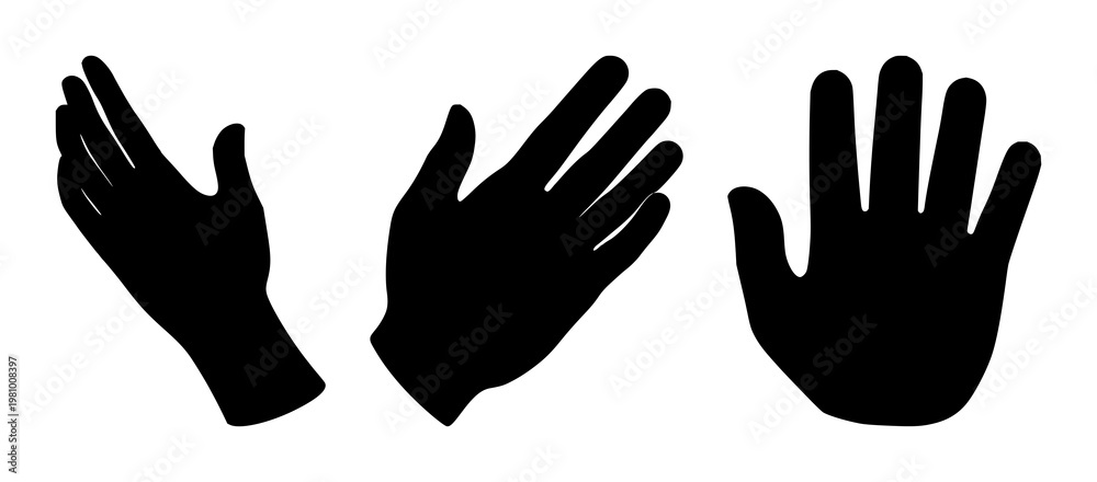 Obraz premium Haptic feedback hand icon set with solid black icon on white background featuring gesture, touch, interaction with iconography and user interface