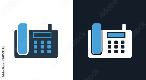 Office telephone device communication icon - Blue icon set - Modern style icon  - Glyph and solid icon set - Icon vector