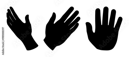 Haptic feedback hand icon set with solid black icon on white background featuring gesture, touch, interaction with iconography and user interface