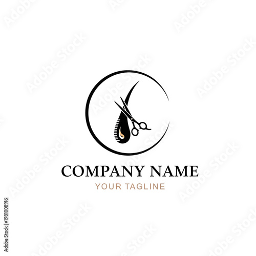 Hair Salon Logo with Scissors Design.