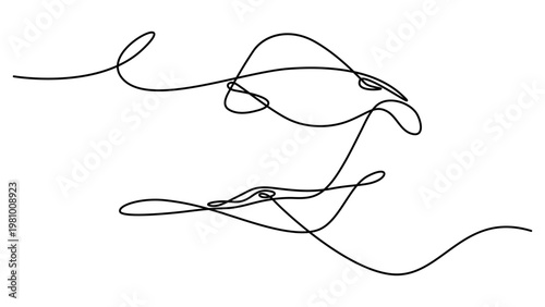 Continuous line drawing of a stingray jumping out of the water