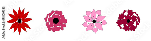 Minimalist Color Flower Icons Collection Vector