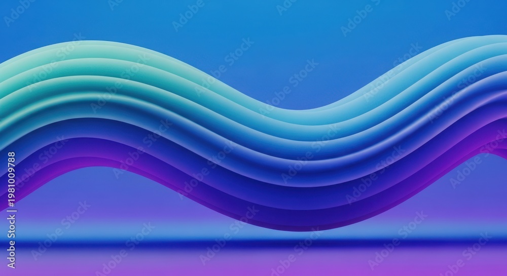 Fototapeta premium Vibrant wavy layers create a gradient background with purple blue hues