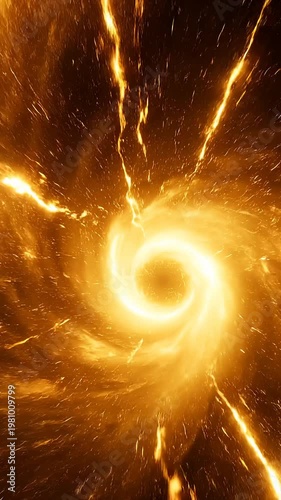 Fiery Orange Swirling Vortex of Cosmic Energy in Deep Space