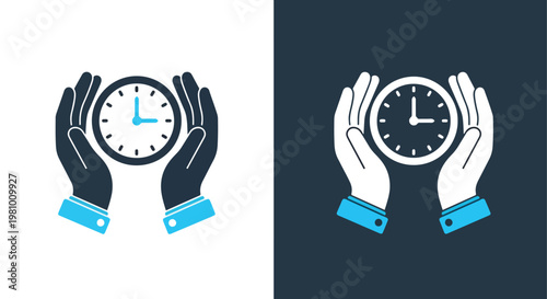 Time management icon in flat style - Minimalist, flat icon, outline, glyph, linear, clipart, sticker - icon set