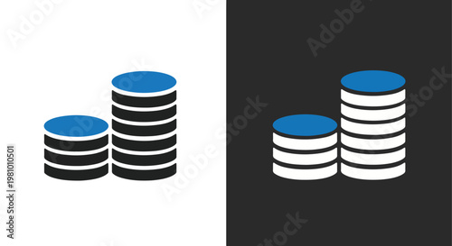 Stack of coins financial icon - Glyph solid icon - Editable modern style icon - Clipart, sticker - icon set - Clipart