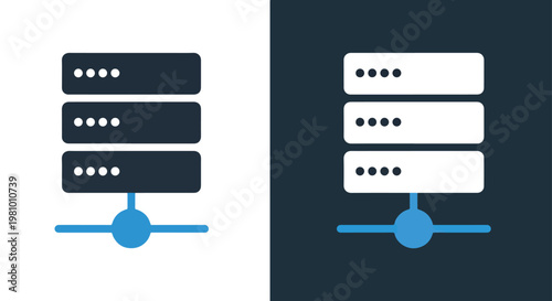 Server rack with network connection icon - Blue icon set - Modern style icon  - Glyph and solid icon set - Icon vector