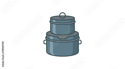 Stacked Camping Cookware with Lids