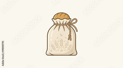 Cartoon Sack of Flour with Bread on Top